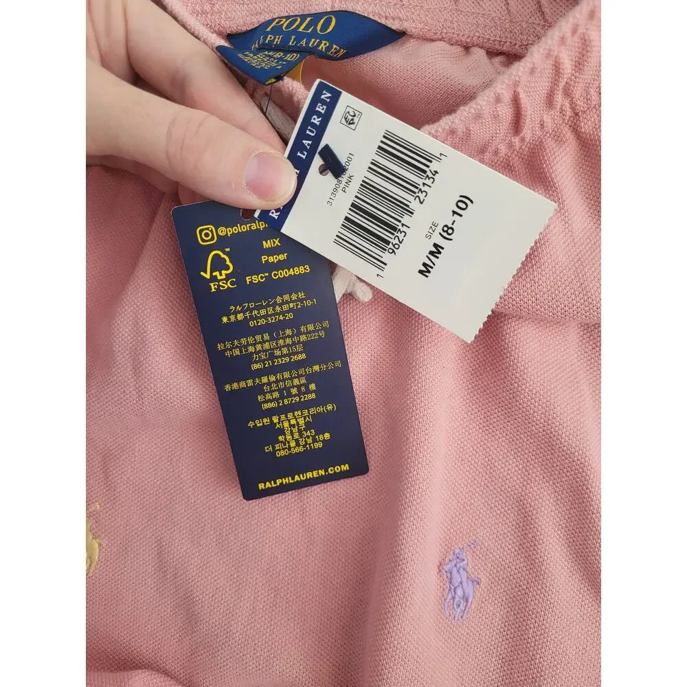 NWT Polo Ralph Lauren Girls Medium 8-10 Knit Skirt Rainbow Pony Logo Drawstring